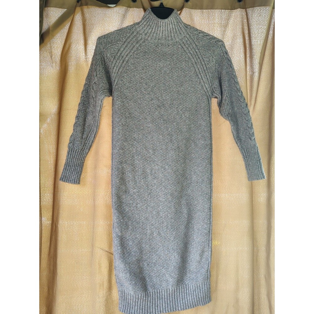 Universal Thread Women's XS Gray Cable Knit Turtleneck Knee Sweater Dress